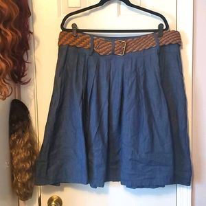 Denim Chambray Skirt With Pockets